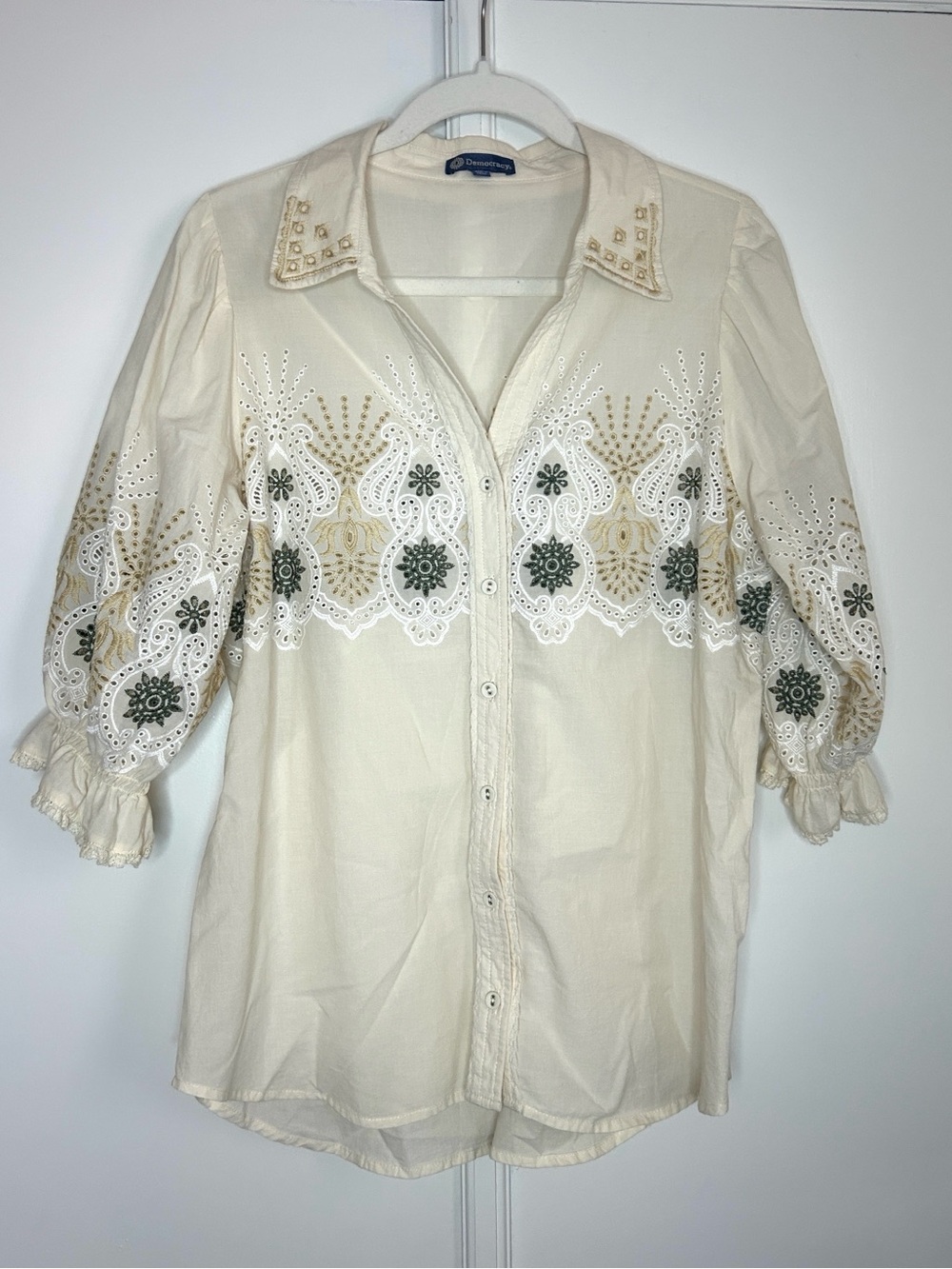 Democracy Embroidered Eyelet Top